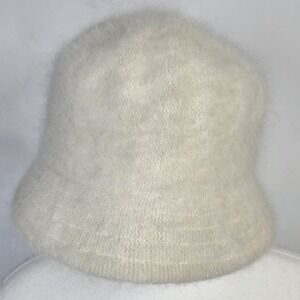 Womens Angora Wool Blend Bucket Hat Cream One Size Fits Most
